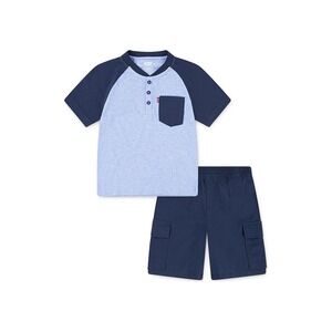 Levi's Kids Boys Blue Raglan Henley Shirt and Cargo Shorts Set Size 4T /#2687